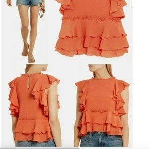 Apiece Apart Silk Crepon Ruffle Top Size 2